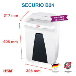 Alternative view of HSM SECURIO B24 Evrak İmha Makinesi / Kağıt Kırpma Makinesi - Parçacık kesim 1,9x15mm- 34lt