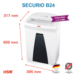 Alternative view of HSM SECURIO B24 - Çapraz/konfeti kesim 4,5x30mm Evrak İmha Makinesi / Kağıt Kırpma Makinesi - CD İmha Makinesi - 35lt