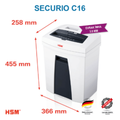 Alternative view of HSM SECURIO C16 - 3,9mm Şerit kesim- Evrak İmha Makinesi / Kağıt Kırpma Makinesi - 25lt